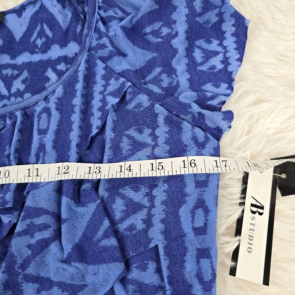 AB Studio Blue Ruffle Front Top - Picture 5 of 12